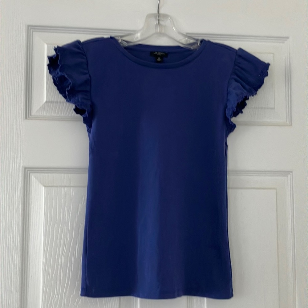 Ann Taylor Petite Embroidered Flutter Sleeve Tee